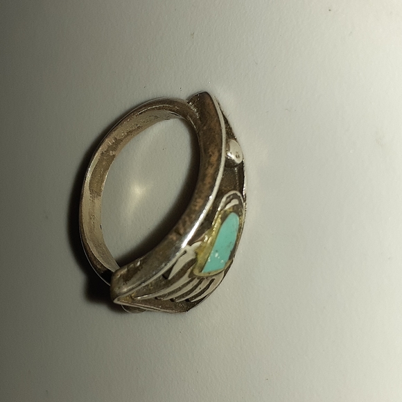 VTG 💙 REAL Bearclaw Inlaid Turquoise Sterling Ring - Picture 4 of 10